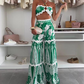 2-Delige Set voor Dames: Bikinitop en Geprinte Wijde Broek