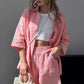 Dames 2-Delige Set: Casual Shirt en Elastische Tailleband Shorts