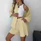 Dames 2-Delige Set: Casual Shirt en Elastische Tailleband Shorts