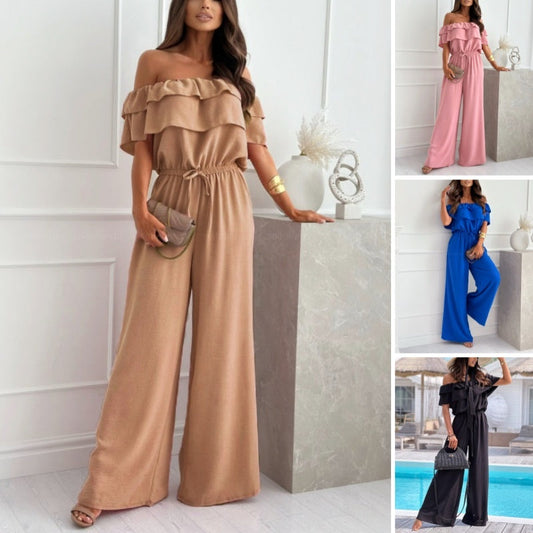 Jumpsuit met Blote Schouders en Ruches voor Dames