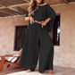 Casual Tweedelige Set voor Dames: Off-the-shouldertop en Broek met Wijde Pijpen