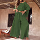 Casual Tweedelige Set voor Dames: Off-the-shouldertop en Broek met Wijde Pijpen