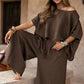 Casual Tweedelige Set voor Dames: Off-the-shouldertop en Broek met Wijde Pijpen