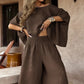 Casual Tweedelige Set voor Dames: Off-the-shouldertop en Broek met Wijde Pijpen