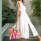 Elegante Damesjurk met V-Hals en Split