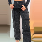 Dames broek met strass-steentjes en wijde pijpen met zakken