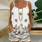Dames set met print - spaghetti topje en korte broek