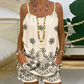 Dames set met print - spaghetti topje en korte broek