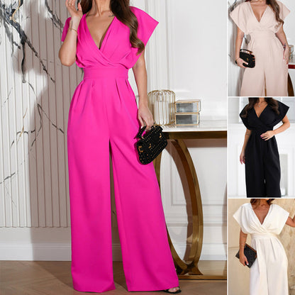 Jumpsuit met V-hals en wijde pijpen voor dames | Chic & comfortabel