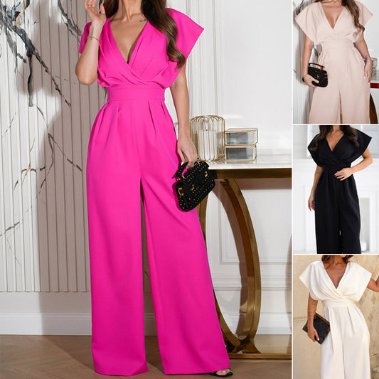 Jumpsuit met V-hals en wijde pijpen voor dames | Chic & comfortabel