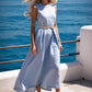 Elegante effen kleur mouwloze maxi-jurk met riem