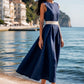 Elegante effen kleur mouwloze maxi-jurk met riem
