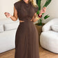 Elegante damesjurk met kapmouwen en split