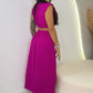 Elegante damesjurk met kapmouwen en split
