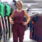 Dames Tweedelige Set in Effen Kleur: Mouwloze Top & Broek