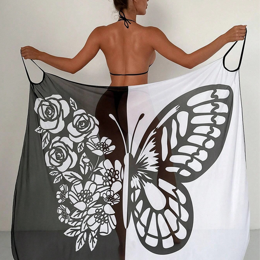 Sarong Spaghetti Strand Cover-Up met Vlinderprint voor Dames