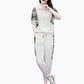 Damesset met bloemenprint, sporttop met korte mouwen en casual broek