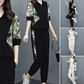 Damesset met bloemenprint, sporttop met korte mouwen en casual broek