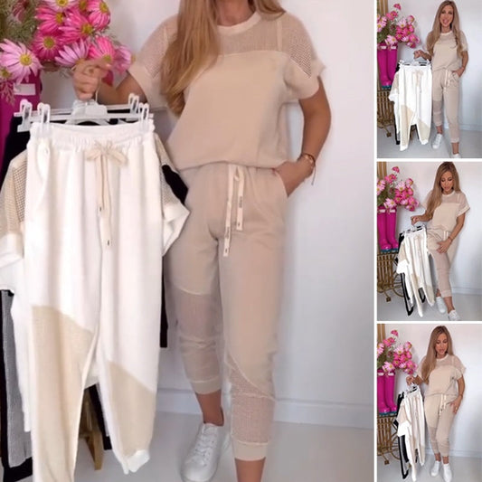 Dames Tweedelige Set: Casual T-shirt en Korte Joggingbroek