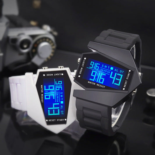 Creatief lichtgevend LED-horloge in de vorm van een vliegtuig