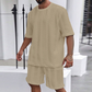Effen Gebreide Sportset met Korte Mouwen en Shorts