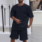 Effen Gebreide Sportset met Korte Mouwen en Shorts
