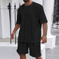 Effen Gebreide Sportset met Korte Mouwen en Shorts