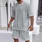 Effen Gebreide Sportset met Korte Mouwen en Shorts