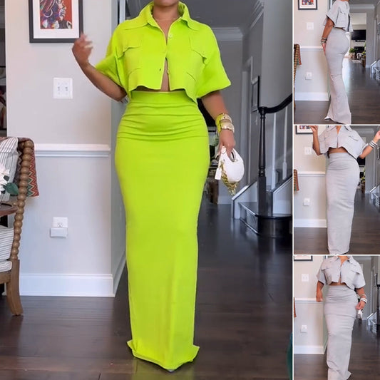Dames 2-Delige Set met Crop Top en Maxi-Rok