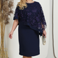 Elegante Jurk met Bloemenkant en Cape Mouwen