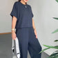 Dames Casual Korte Mouwen Top en Broek Set