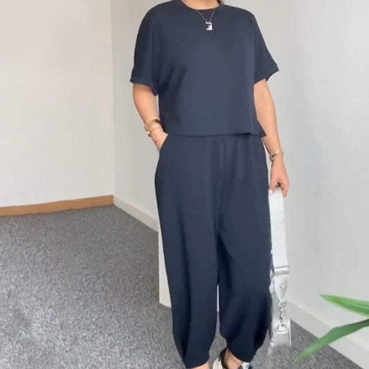 Dames Casual Korte Mouwen Top en Broek Set