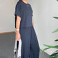 Dames Casual Korte Mouwen Top en Broek Set