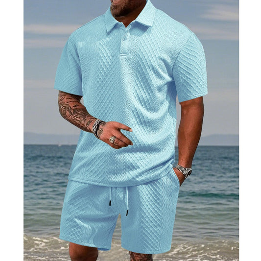 🔥Hot Sale 44% korting💥Heren ruitpatroon top met omslagkraag, korte mouwen en korte broek met trekkoord, 2-delige set