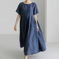 Dames casual jurk met losse pasvorm, ronde hals en zakken