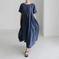 Dames casual jurk met losse pasvorm, ronde hals en zakken
