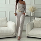 Effen Dames Jumpsuit met Één Schouder en Lange Mouwen