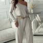 Effen Dames Jumpsuit met Één Schouder en Lange Mouwen