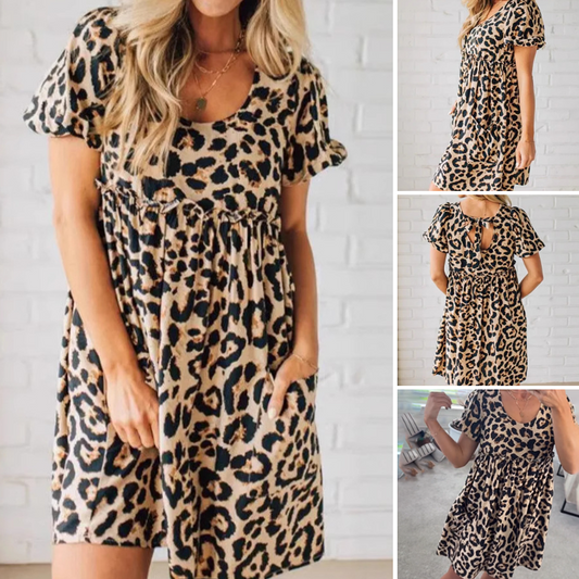 Dames casual mini-jurk met luipaardprint