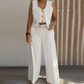 Dames Trendy Mouwloze Top en Wijde Broek Tweedelige Set