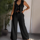 Dames Trendy Mouwloze Top en Wijde Broek Tweedelige Set