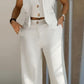Dames Trendy Mouwloze Top en Wijde Broek Tweedelige Set