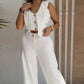 Dames Trendy Mouwloze Top en Wijde Broek Tweedelige Set