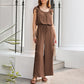 Effen geplooide jumpsuit met vierkante hals voor dames
