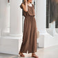 Effen geplooide jumpsuit met vierkante hals voor dames