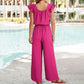 Effen geplooide jumpsuit met vierkante hals voor dames