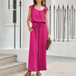 Effen geplooide jumpsuit met vierkante hals voor dames