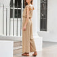 Effen geplooide jumpsuit met vierkante hals voor dames