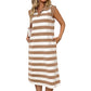Dames Casual Mouwloze Jurk met Strepen