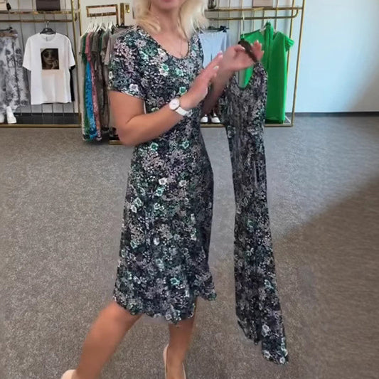 Casual Jurk met Ronde Hals en Bloemenprint voor Dames